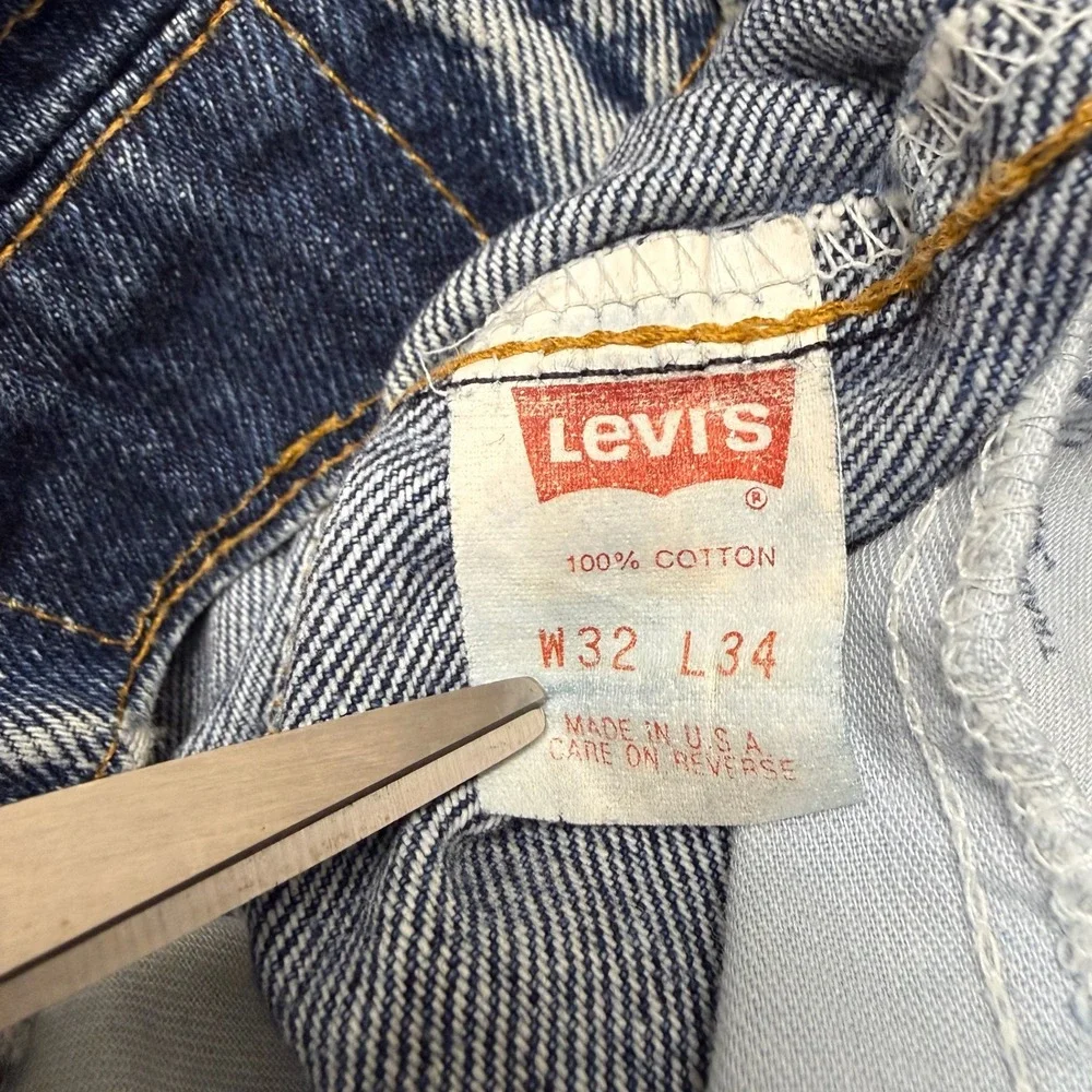 Vintage Levis 555 Relaxed Fit Acid Wash Jeans Made in USA Blue W32 L34